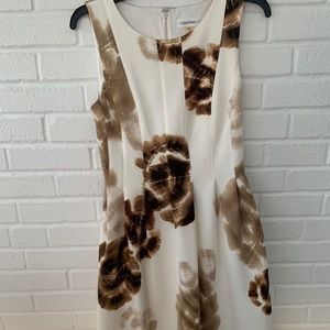 Calvin Klein Brown and Tan Dress